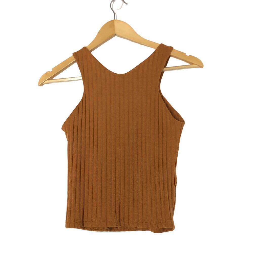 Treasure & Bond Rib Cutaway Tank Top Sleeveless V-Neck Tan Adobe Brown NWT XXS - Picture 7 of 11
